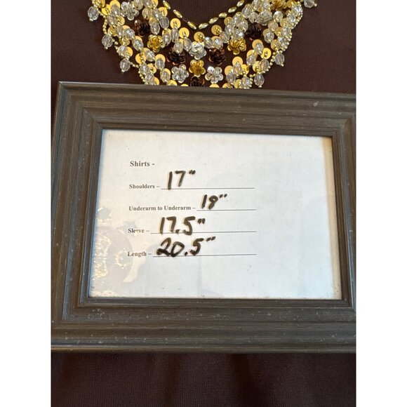 Joseph A. Brown Knit Top L Embellished V-Neckline 3/4 Sleeve Stretch Christmas - Picture 6 of 6